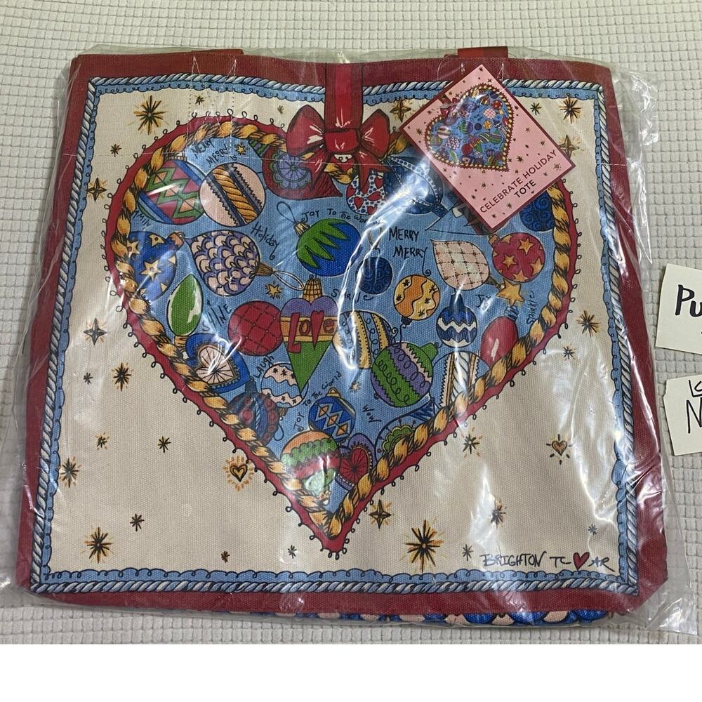 NWT! Brighton’s Celebrate Holiday Tote Christmas Heavyweight Canvas Ornaments